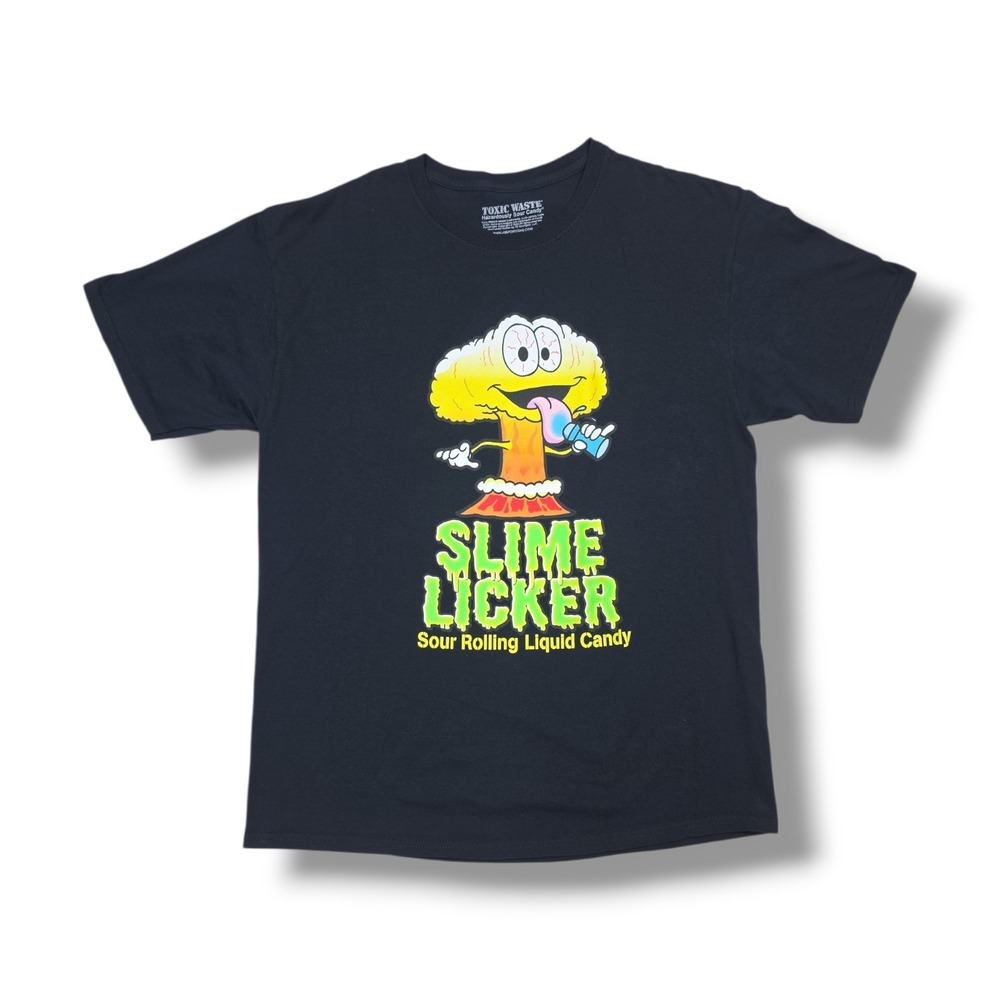 Toxic Waste Slime Licker‎ Sour Roll Candy Liquid Black T-shirt Size Large NWOT
